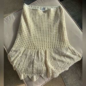 beige crochet cotton midi skirt size X-Large